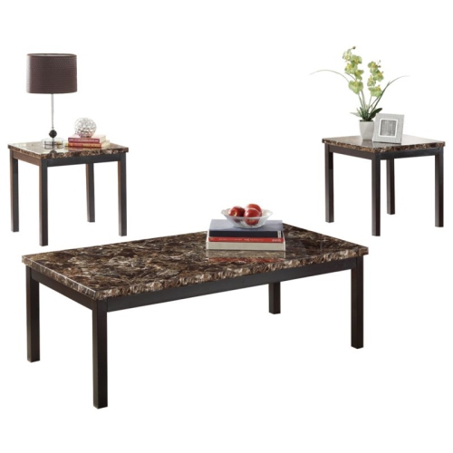 LEXICON  Tempe 3 Piece Faux Marble Top Occasional Table Set In In Black