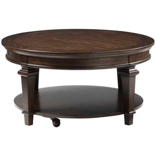 Lexicon Tobias 40" Round Traditional Wooden Coffee Table in Espresso
