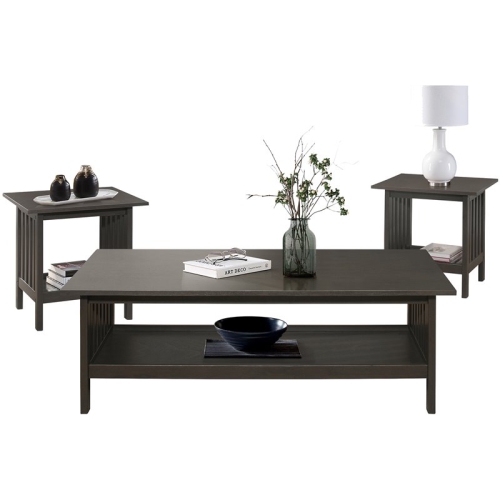 LEXICON  Lewiston 3 Piece Modern Wooden Coffee Table Set In Antique In Gray