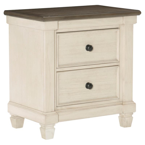 LEXICON  Weaver 2-Drawer Transitional Wood Nightstand In Antique White/rosy Brown