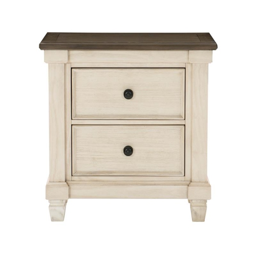 Lexicon Weaver 2-Drawer Transitional Wood Nightstand in Antique White/Rosy Brown