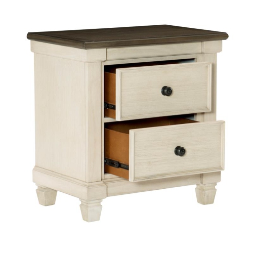 Lexicon Weaver 2-Drawer Transitional Wood Nightstand in Antique White/Rosy Brown