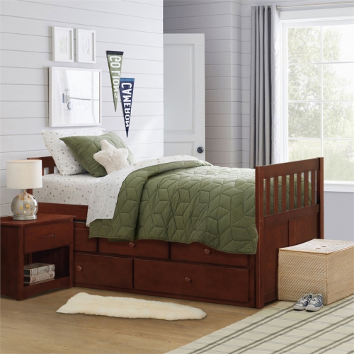 Lexicon Rowe 1-Drawer Transitional Wood Nightstand in Dark Cherry