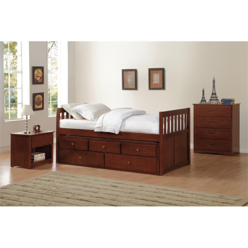 Lexicon Rowe 1-Drawer Transitional Wood Nightstand in Dark Cherry