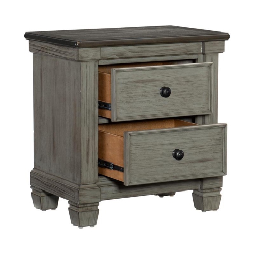 Lexicon Weaver 2 Dovetail Drawers Wood Nightstand in Antique Gray