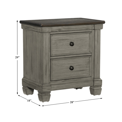 Lexicon Weaver 2 Dovetail Drawers Wood Nightstand in Antique Gray