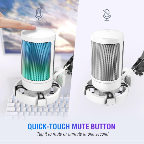 Microphone de jeu Fifine pour PC, ensemble micro USB à condensateur avec RVB, mise en sourdine rapide, bouton de gain, pied de perche, filtre