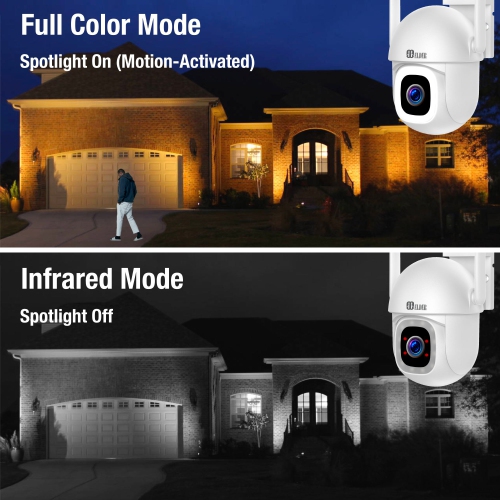 Caméra de surveillance Wi-Fi 2K+ d'Elder 64&nbsp;Go, caméra PTZ semi-sans fil 3pcs, maison intelligente à IA, projecteur, vision nocturne en couleur,