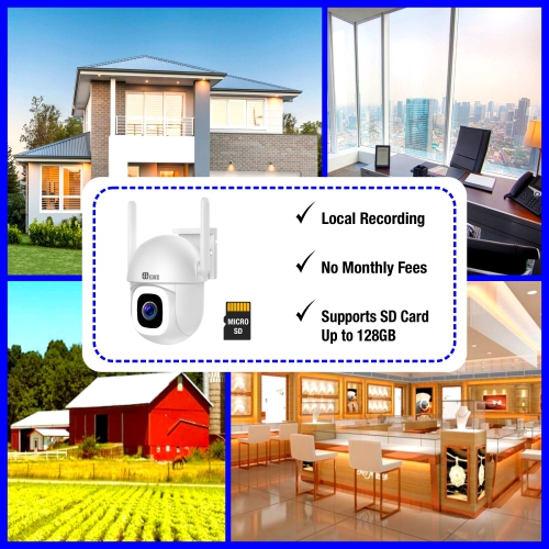 Caméra de surveillance Wi-Fi 2K+ d'Elder 64&nbsp;Go, caméra PTZ semi-sans fil 3pcs, maison intelligente à IA, projecteur, vision nocturne en couleur,