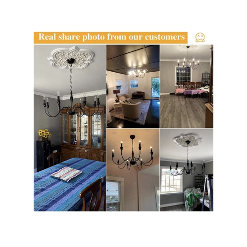 A|M Lighting Matte Black Farmhouse Chandelier Light Fixture Ceiling 8 Light Large Rustic