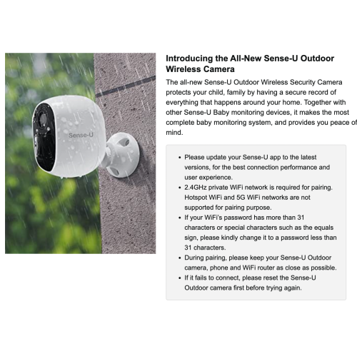 Sense-U Outdoor Wireless Security Camera