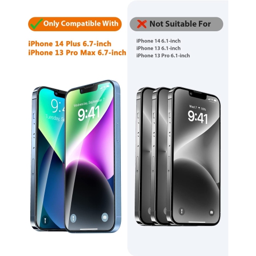 KEEGUARD iPhone 14 Plus / 13 Pro Max Tempered Glass Screen Protector Case Friendly & Bubble Free