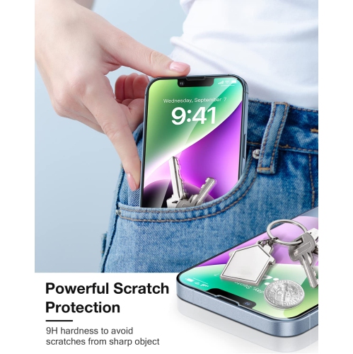 KEEGUARD iPhone 14 Plus / 13 Pro Max Tempered Glass Screen Protector Case Friendly & Bubble Free