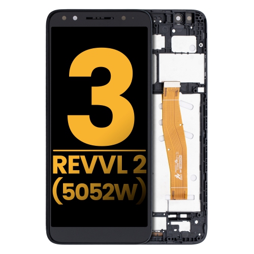 Replacement LCD Assembly With Frame Compatible For T-Mobile Revvl 2 (5052W / 2019) (Black) by ESOURCE PARTS - Refurbished condition - Image 3