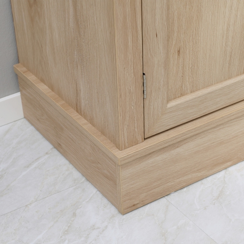 HOMCOM 72"H Modern Kitchen Pantry Cabinet, Freestanding Tall Buffet Storage Cabinet with Adjustable Shelves, Doors, Open Space, Oak