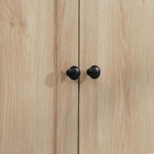 HOMCOM 72"H Modern Kitchen Pantry Cabinet, Freestanding Tall Buffet Storage Cabinet with Adjustable Shelves, Doors, Open Space, Oak