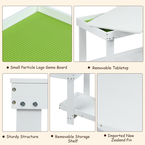 Gymax Patented Wood Kids Activity Play Table Block Table Multifunction W/Storage