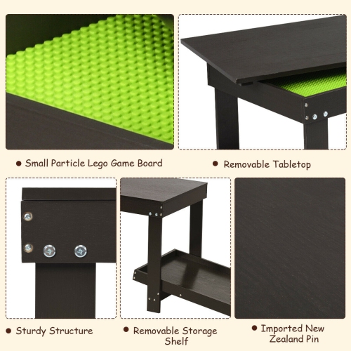 Gymax Patented Wood Kids Activity Play Table Block Table Multifunction W/Storage