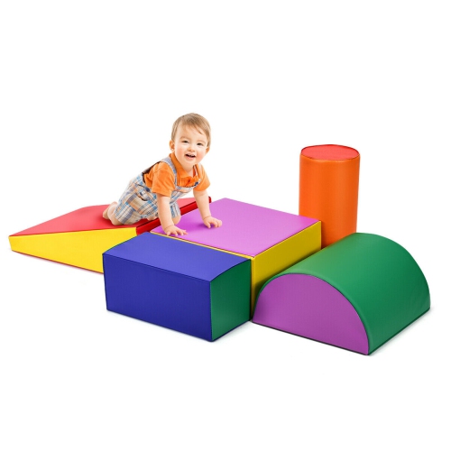 GYMAX  Crawl Climb Foam Shapes Playset Softzone Toy Toddler Preschoolers Kids