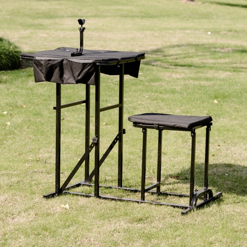 Gymax Folding Shooting Bench Seat with Adjustable Table Gun Rest Height Adjustable