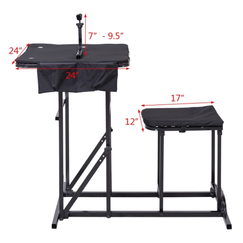 Gymax Folding Shooting Bench Seat with Adjustable Table Gun Rest Height Adjustable