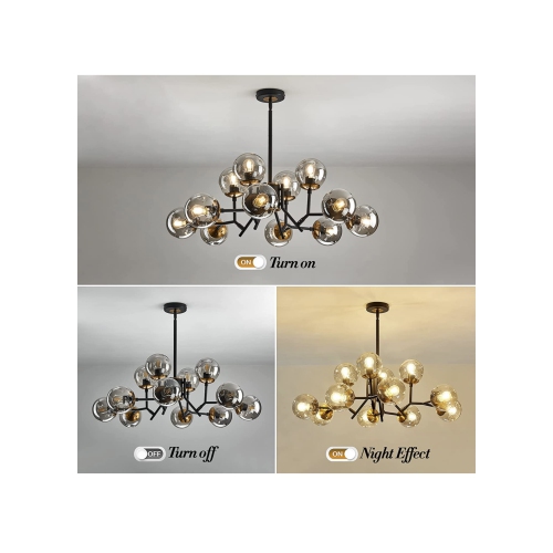 A|M Lighting 12-Light Glass Globe Sputnik Chandelier Mid-Century Modern