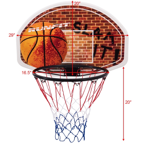 Gymax Wall Mounted Fan Backboard With Basketball Hoop and Rim Outdoor Indoor Sports