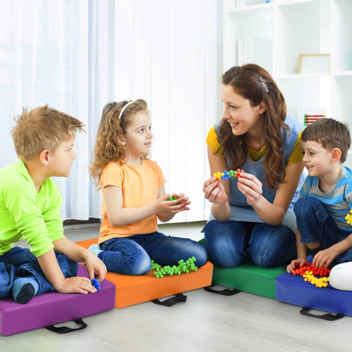 Gymax 6PCS Square Kids Floor Cushion Toddler Foam Seat Cushion Waterproof Colorful