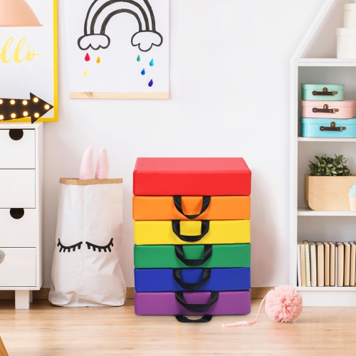 Gymax 6PCS Square Kids Floor Cushion Toddler Foam Seat Cushion Waterproof Colorful