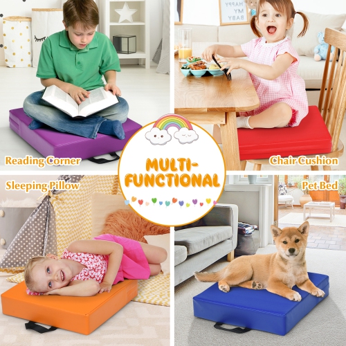 Gymax 6PCS Square Kids Floor Cushion Toddler Foam Seat Cushion Waterproof Colorful