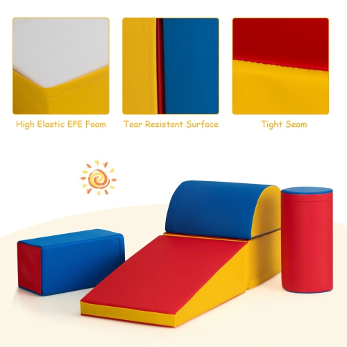 Gymax Kids 5-Piece Climb and Crawl Activity Play Set Safe Foam Blocks Soft Climber