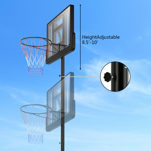 Gymax Height Adjustable Portable Basketball Hoop System Shatterproof Backboard Wheels