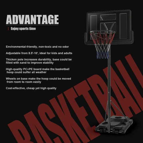 Gymax Height Adjustable Portable Basketball Hoop System Shatterproof Backboard Wheels