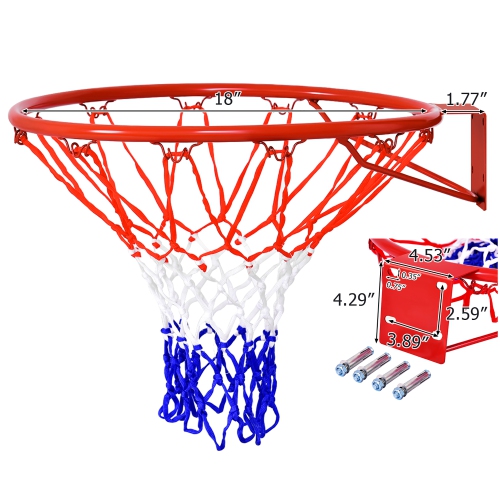Gymax 18'' Basketball Ring Hoop Net Outdoor Hanging Basket
