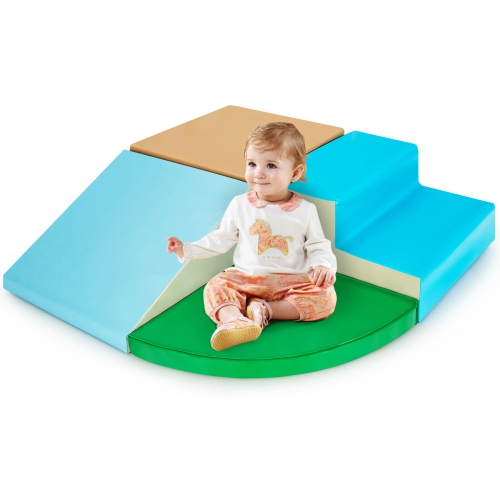 GYMAX  4-Piece Softzone Toddler Playtime Corner Climber Indoor Active Play Set
