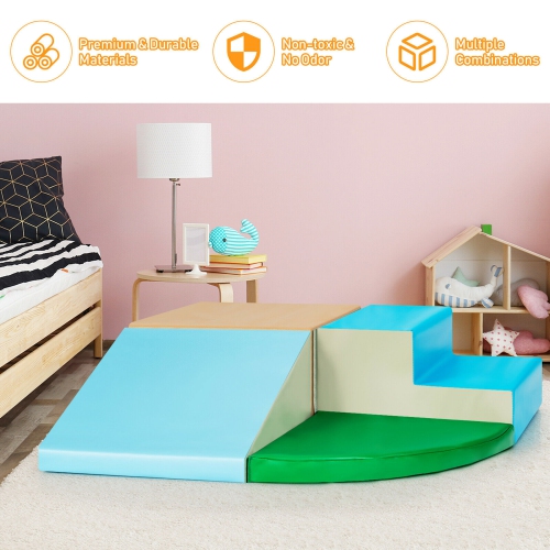 Gymax 4-Piece SoftZone Toddler Playtime Corner Climber Indoor Active Play Set