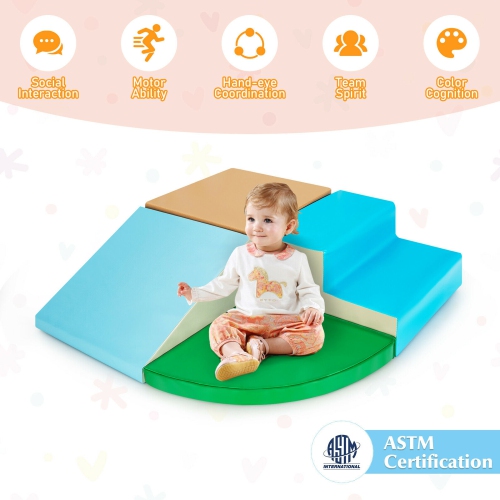 Gymax 4-Piece SoftZone Toddler Playtime Corner Climber Indoor Active Play Set