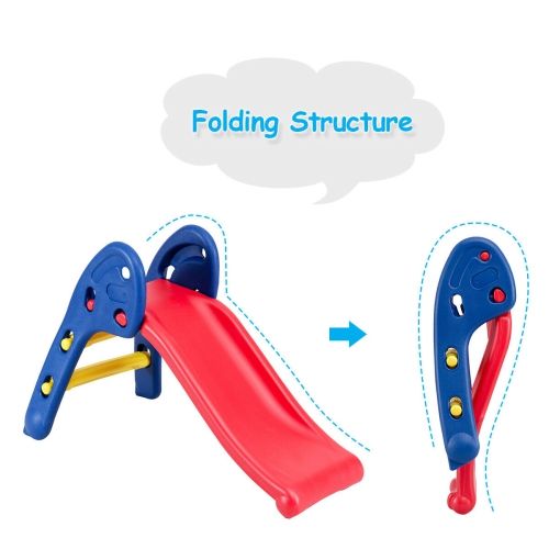 Gymax 2 Step Children Folding Slide Plastic Fun Toy Up-down For Kids Indoor & Outdoor