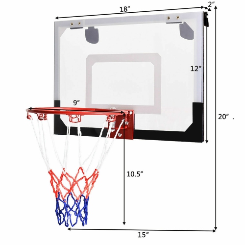 Gymax Over-The-Door Mini Basketball Hoop Includes Basketball & Hand Pump Indoor Sports