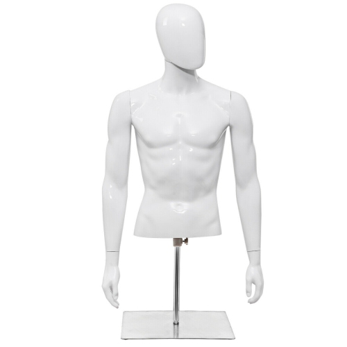 Gymax Half Body Mannequin Form Male Head Turn Display White
