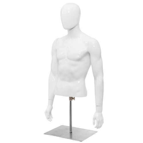 Gymax Half Body Mannequin Form Male Head Turn Display White