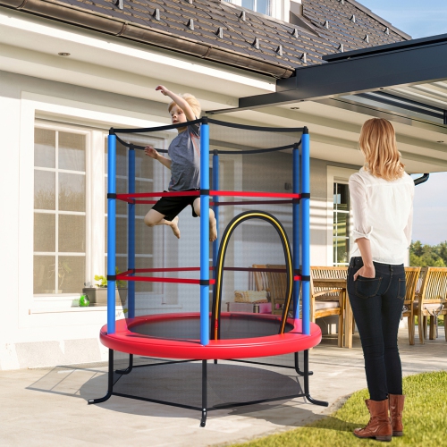 Gymax 55'' Trampoline for Kids Toddler Recreational Trampoline w/ Safety Enclosure Net