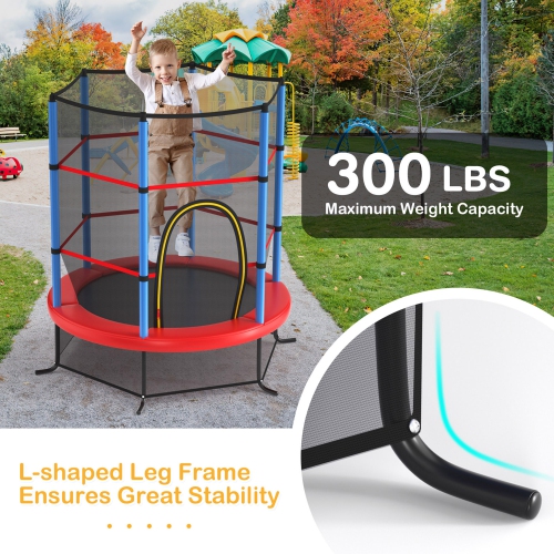 Gymax 55'' Trampoline for Kids Toddler Recreational Trampoline w/ Safety Enclosure Net