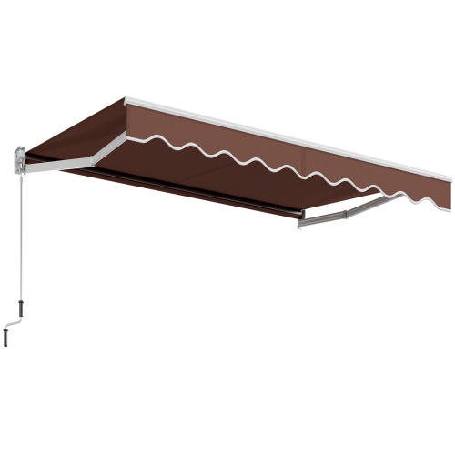 Gymax 10' x 8.2' Retractable Awning Sunshade Shelter Manual Crank Handle