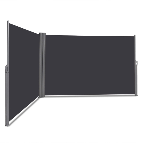Gymax 237''x 63'' H Patio Retractable Double Folding Side Awning Screen Divider