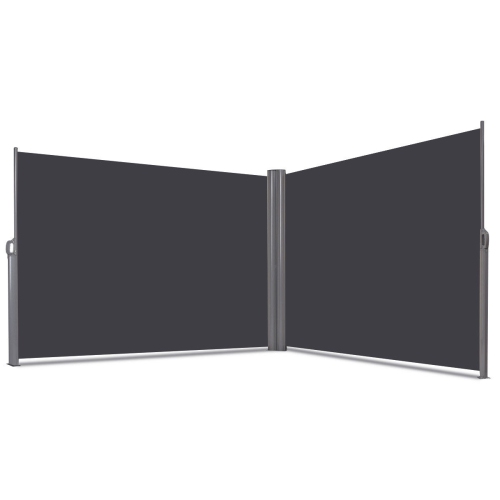 Gymax 237''x 63'' H Patio Retractable Double Folding Side Awning Screen Divider