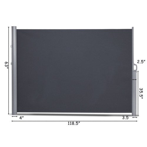Gymax 118.5''x 63'' H Patio Retractable Folding Side Awning Screen Privacy Divider