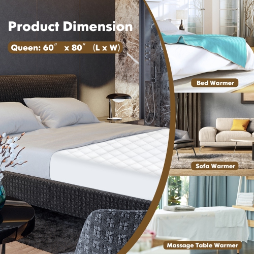 Gymax Queen Size Electric Heated Mattress Cover Pad w/ 8 Hours Auto Off