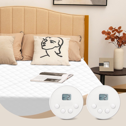 Gymax Queen Size Electric Heated Mattress Cover Pad w/ 8 Hours Auto Off