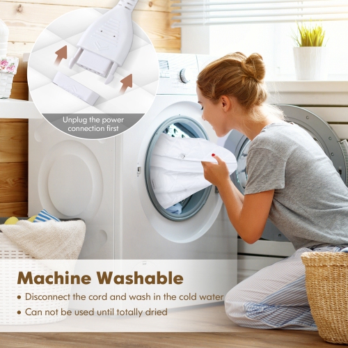 Gymax Queen Size Electric Heated Mattress Cover Pad w/ 8 Hours Auto Off